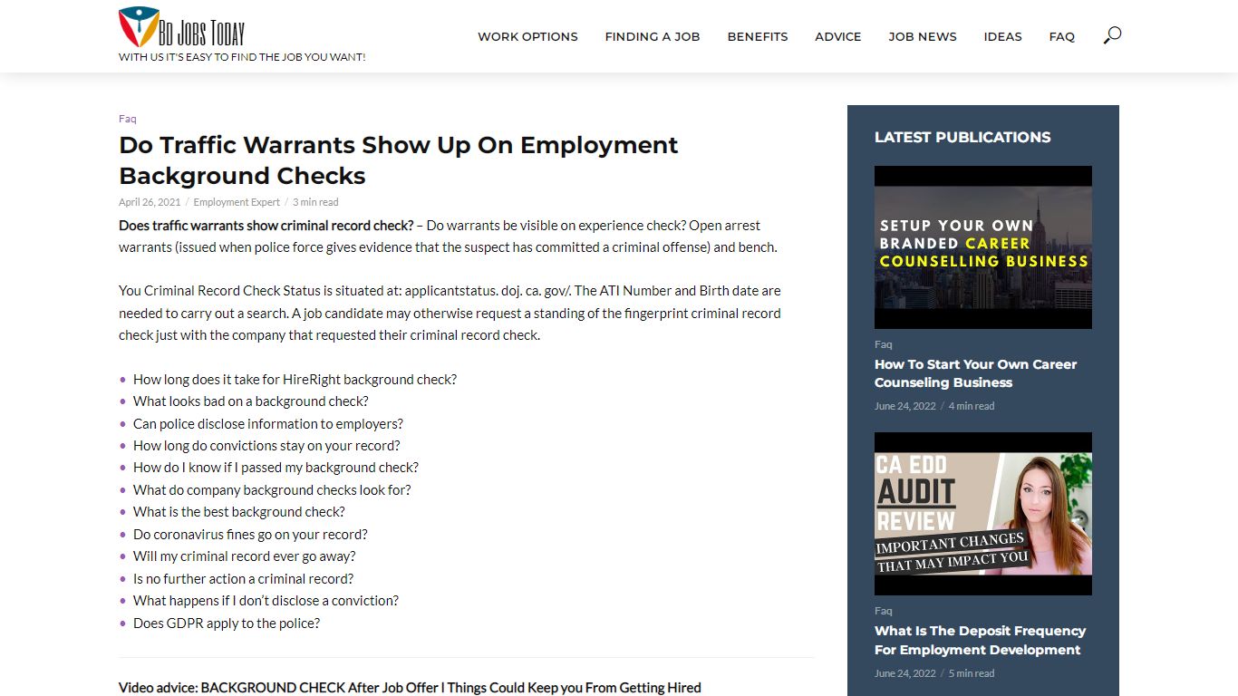 Do Traffic Warrants Show Up On Employment Background Checks